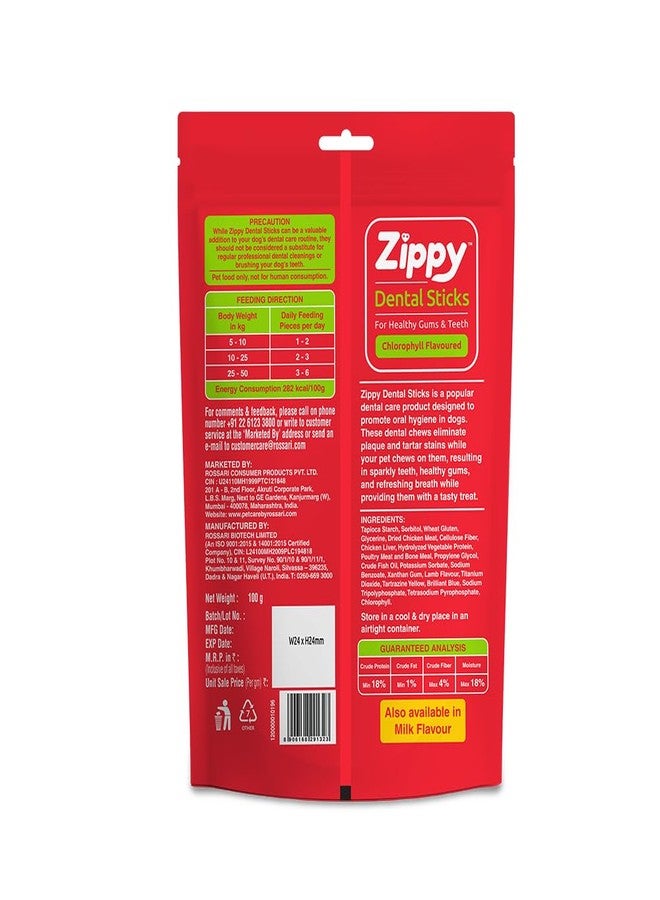 Zippy Dental Stick for Dogs - 2x100 gm Chlorophyll, Oral Hygiene Dog Dental Care Treats, Dental Chews for Dogs - Image 2
